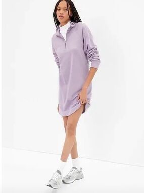 Gap Oversized Womens Purple Quarter Zip Sweater Dress Large